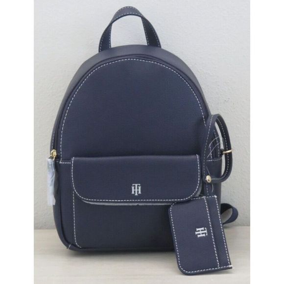 Tommy Hilfiger 69J5545 410 Unisex Navy Blue Lynn II Dome Backpack w/Pouch $118 - Picture 1 of 10